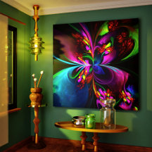 Moderne Bloemen Abstracte Kunst Rood Blauw Patroon