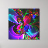 Moderne Bloemen Abstracte Kunst Rood Blauw Patroon Canvas Afdruk (Voorkant)