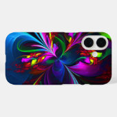 Moderne Bloemen Abstracte Kunst Rood Blauw Patroon Case-Mate iPhone Case (Achterkant (horizontaal))