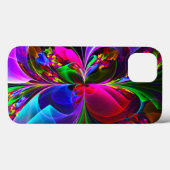 Moderne Bloemen Abstracte Kunst Rood Blauw Patroon Case-Mate iPhone Case (Achterkant (horizontaal))