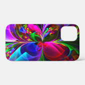 Moderne Bloemen Abstracte Kunst Rood Blauw Patroon Case-Mate iPhone Case (Achterkant (horizontaal))