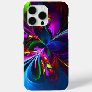 Moderne Bloemen Abstracte Kunst Rood Blauw Patroon iPhone 15 Pro Max Hoesje
