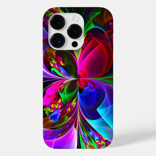 Moderne Bloemen Abstracte Kunst Rood Blauw Patroon Case-Mate iPhone Case (Achterkant)