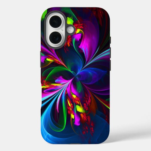 Moderne Bloemen Abstracte Kunst Rood Blauw Patroon Case-Mate iPhone Case (Achterkant)