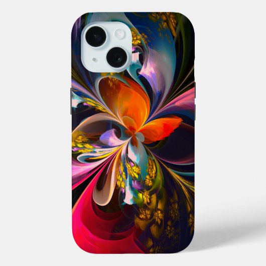 Moderne Bloemen Abstracte Kunst Rood Blauw Patroon Case-Mate iPhone Case (Achterkant)