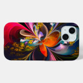 Moderne Bloemen Abstracte Kunst Rood Blauw Patroon Case-Mate iPhone Case (Achterkant (horizontaal))