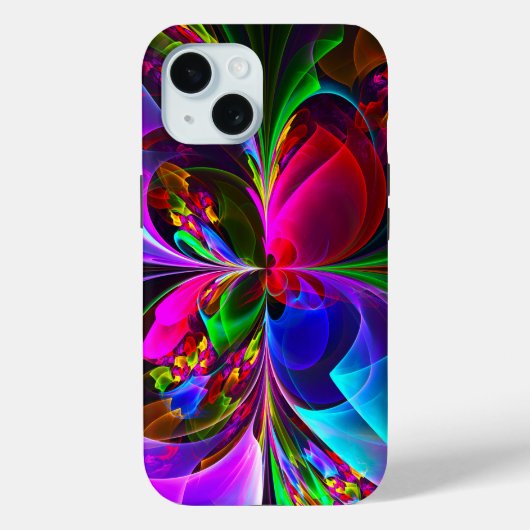 Moderne Bloemen Abstracte Kunst Rood Blauw Patroon Case-Mate iPhone Case (Achterkant)