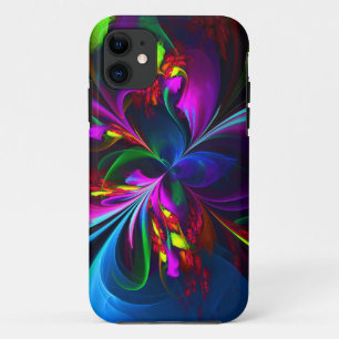 Moderne Bloemen Abstracte Kunst Rood Blauw Patroon Case-Mate iPhone Case