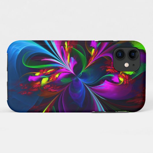 Moderne Bloemen Abstracte Kunst Rood Blauw Patroon Case-Mate iPhone Case (Achterkant (horizontaal))