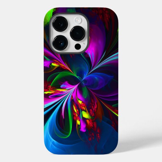 Moderne Bloemen Abstracte Kunst Rood Blauw Patroon Case-Mate iPhone Case (Achterkant)