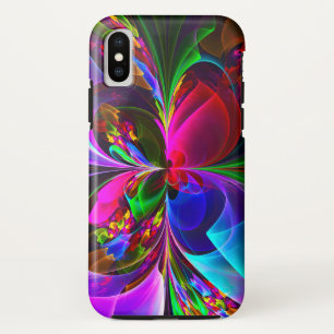 Moderne Bloemen Abstracte Kunst Rood Blauw Patroon Case-Mate iPhone Case