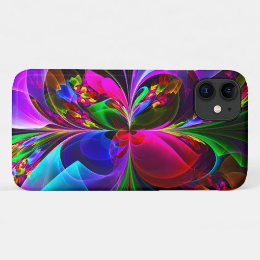 Moderne Bloemen Abstracte Kunst Rood Blauw Patroon Case-Mate iPhone Case (Achterkant (horizontaal))