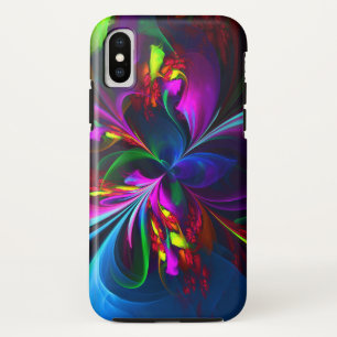 Moderne Bloemen Abstracte Kunst Rood Blauw Patroon Case-Mate iPhone Case