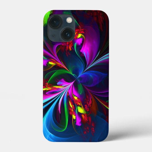 Moderne Bloemen Abstracte Kunst Rood Blauw Patroon Case-Mate iPhone Case (Achterkant)