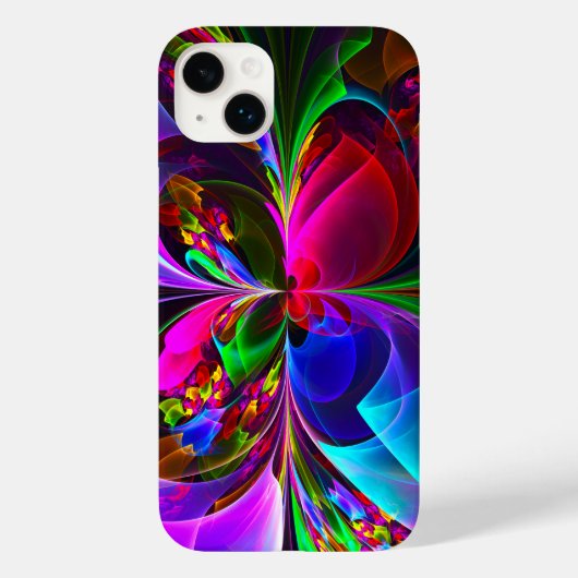Moderne Bloemen Abstracte Kunst Rood Blauw Patroon Case-Mate iPhone Case (Achterkant)