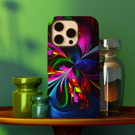 Moderne Bloemen Abstracte Kunst Rood Blauw Patroon iPhone 16 Pro Hoesje