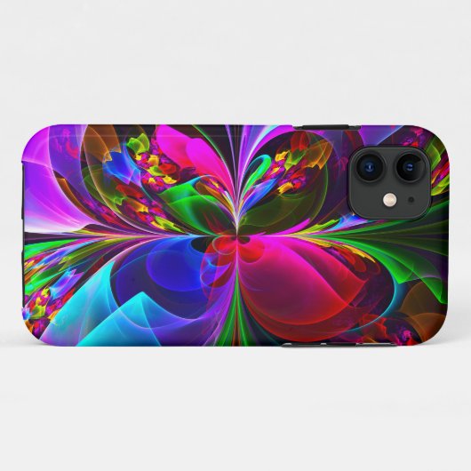 Moderne Bloemen Abstracte Kunst Rood Blauw Patroon Case-Mate iPhone Case (Achterkant (horizontaal))
