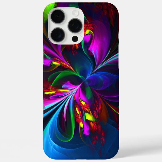 Moderne Bloemen Abstracte Kunst Rood Blauw Patroon Case-Mate iPhone Case (Achterkant)