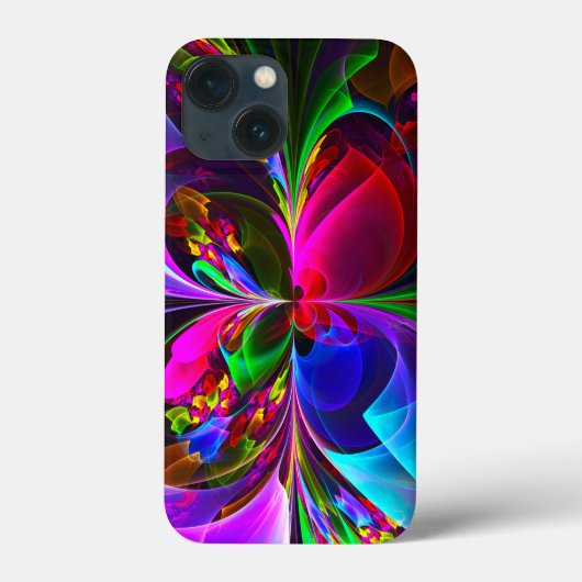 Moderne Bloemen Abstracte Kunst Rood Blauw Patroon Case-Mate iPhone Case (Achterkant)