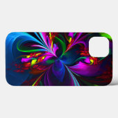 Moderne Bloemen Abstracte Kunst Rood Blauw Patroon Case-Mate iPhone Case (Achterkant (horizontaal))