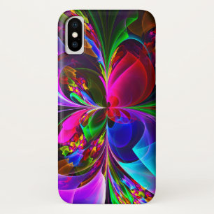 Moderne Bloemen Abstracte Kunst Rood Blauw Patroon Case-Mate iPhone Case