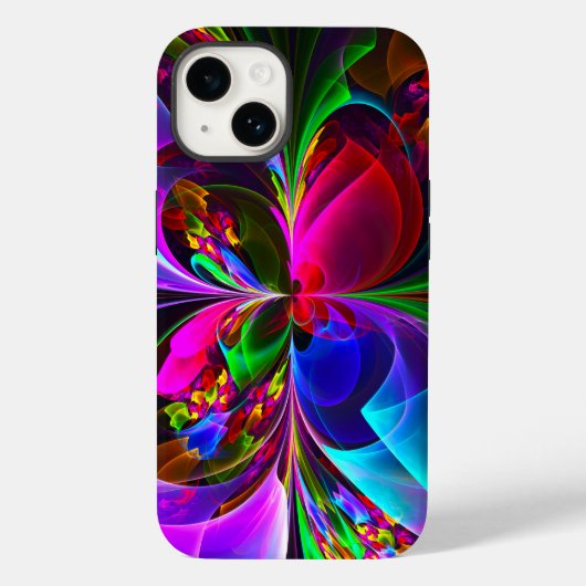 Moderne Bloemen Abstracte Kunst Rood Blauw Patroon Case-Mate iPhone Case (Achterkant)