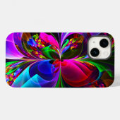 Moderne Bloemen Abstracte Kunst Rood Blauw Patroon Case-Mate iPhone Case (Achterkant (horizontaal))