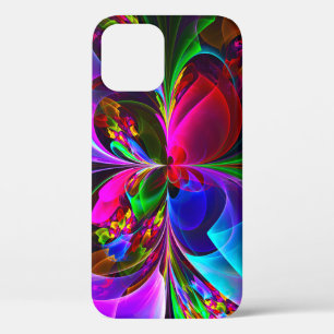 Moderne Bloemen Abstracte Kunst Rood Blauw Patroon Case-Mate iPhone Case