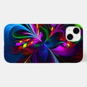 Moderne Bloemen Abstracte Kunst Rood Blauw Patroon Case-Mate iPhone Case (Achterkant (horizontaal))