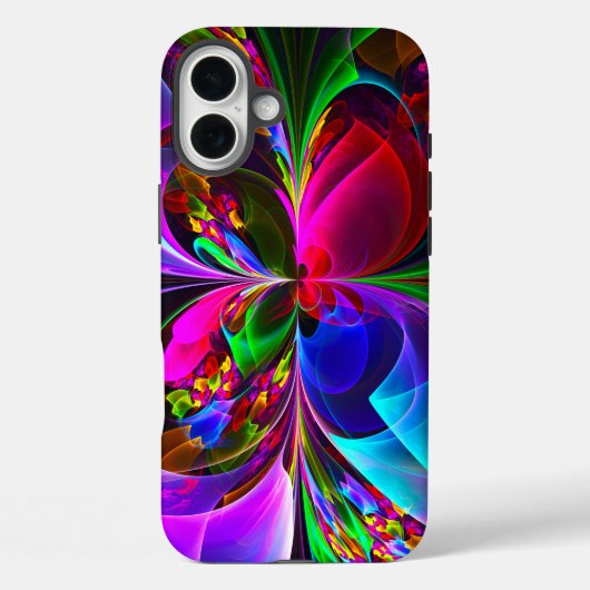 Moderne Bloemen Abstracte Kunst Rood Blauw Patroon Case-Mate iPhone Case (Achterkant)