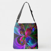 Moderne Bloemen Abstracte Kunst Rood Blauw Patroon Crossbody Tas (Achterkant)