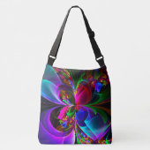 Moderne Bloemen Abstracte Kunst Rood Blauw Patroon Crossbody Tas (Voorkant)
