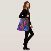 Moderne Bloemen Abstracte Kunst Rood Blauw Patroon Crossbody Tas (Op model)