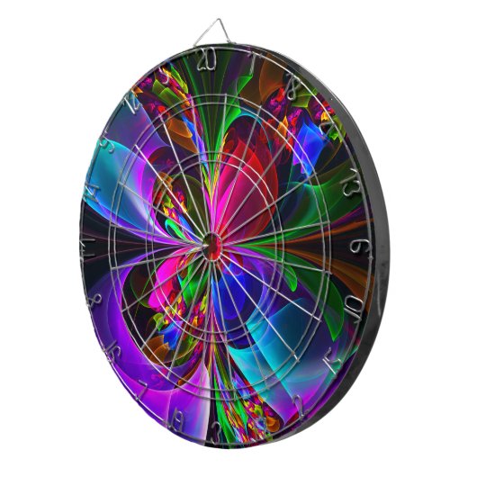 Moderne Bloemen Abstracte Kunst Rood Blauw Patroon Dartbord (Voorkant Rechts)