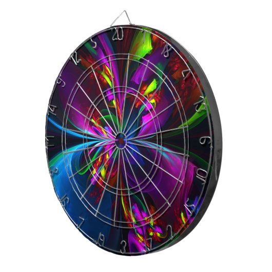 Moderne Bloemen Abstracte Kunst Rood Blauw Patroon Dartbord (Voorkant Rechts)