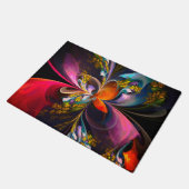 Moderne Bloemen Abstracte Kunst Rood Blauw Patroon Deurmat (Schuin)