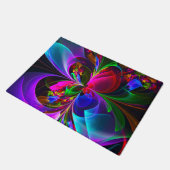 Moderne Bloemen Abstracte Kunst Rood Blauw Patroon Deurmat (Schuin)
