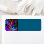 Moderne Bloemen Abstracte Kunst Rood Blauw Patroon Etiket (Insitu)