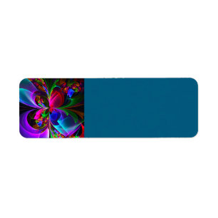 Moderne Bloemen Abstracte Kunst Rood Blauw Patroon Etiket