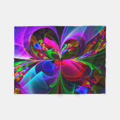 Moderne Bloemen Abstracte Kunst Rood Blauw Patroon Fleece Deken (Voorkant (Horizontaal))