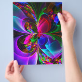 Moderne Bloemen Abstracte Kunst Rood Blauw Patroon Flyer (Hand)