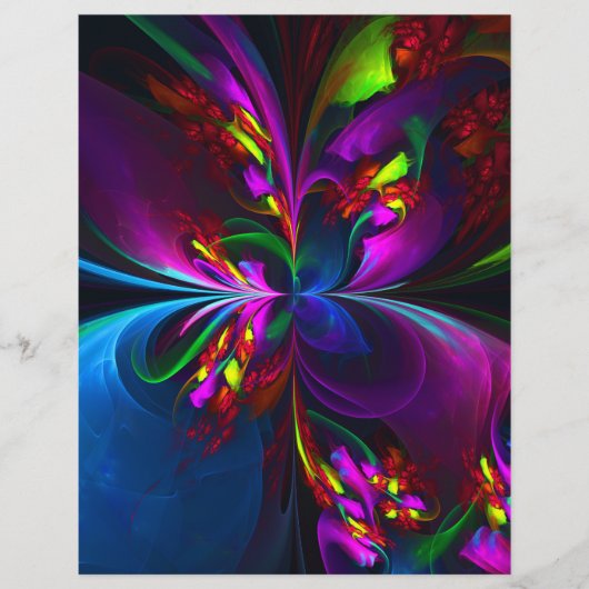 Moderne Bloemen Abstracte Kunst Rood Blauw Patroon Flyer (Voorkant)