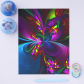 Moderne Bloemen Abstracte Kunst Rood Blauw Patroon Flyer (Enkel)
