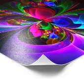 Moderne Bloemen Abstracte Kunst Rood Blauw Patroon Foto Afdruk (Hoek)