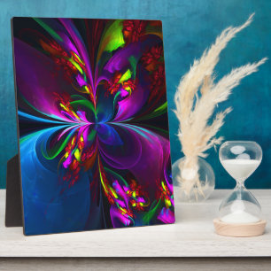 Moderne Bloemen Abstracte Kunst Rood Blauw Patroon Fotoplaat