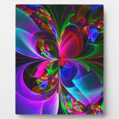 Moderne Bloemen Abstracte Kunst Rood Blauw Patroon Fotoplaat (Voorkant)