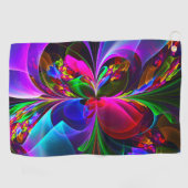 Moderne Bloemen Abstracte Kunst Rood Blauw Patroon Golfhanddoek (Horizontaal)