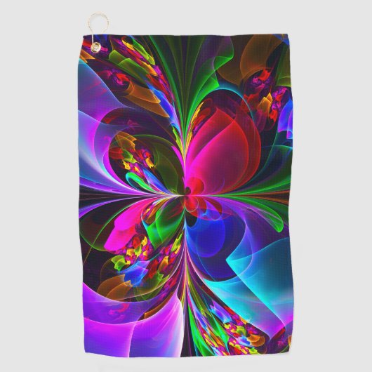 Moderne Bloemen Abstracte Kunst Rood Blauw Patroon Golfhanddoek (Voorkant)