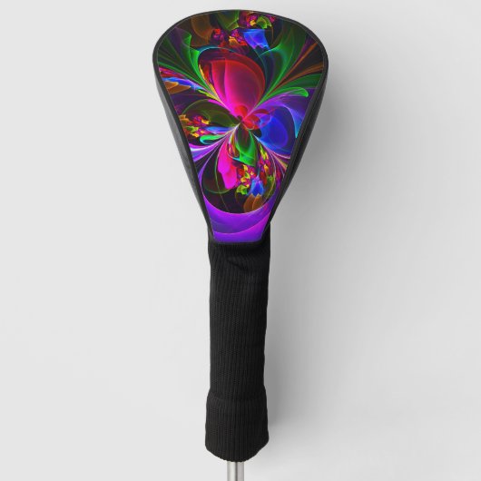 Moderne Bloemen Abstracte Kunst Rood Blauw Patroon Golfheadcover (Voorkant)