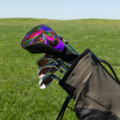Moderne Bloemen Abstracte Kunst Rood Blauw Patroon Golfheadcover (Insitu)